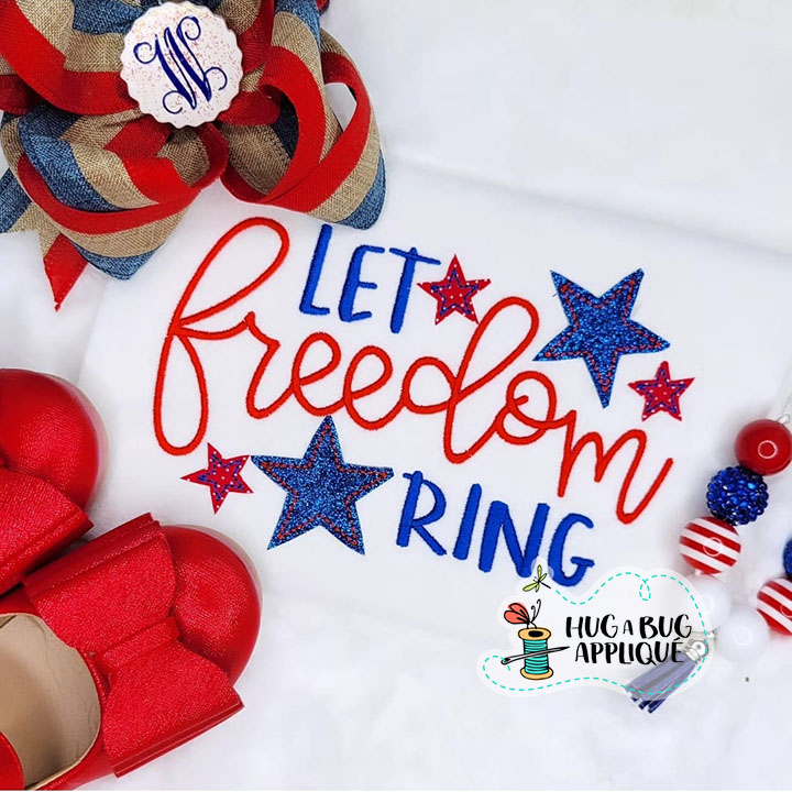 Let Freedom Ring Bean Stitch Applique Design
