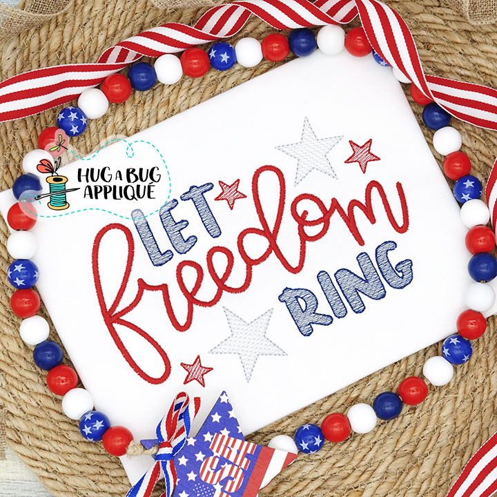 Let Freedom Ring Sketch Stitch Embroidery Design