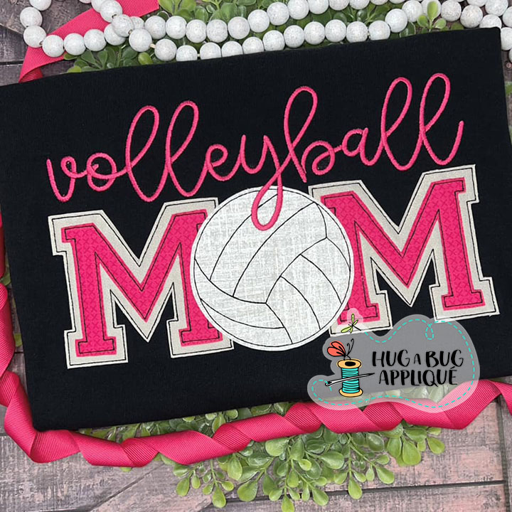 Volleyball Mom Bean Stitch Applique Design