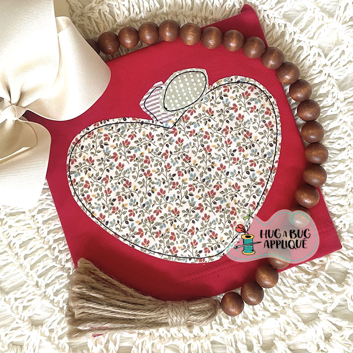 Heart Apple Bean Stitch Applique Design