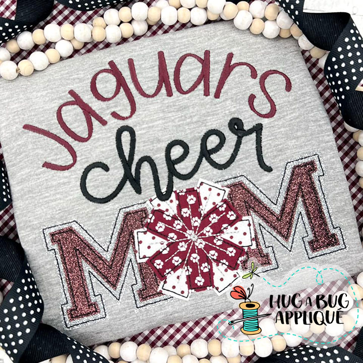 Cheer Mom Bean Stitch Applique Design