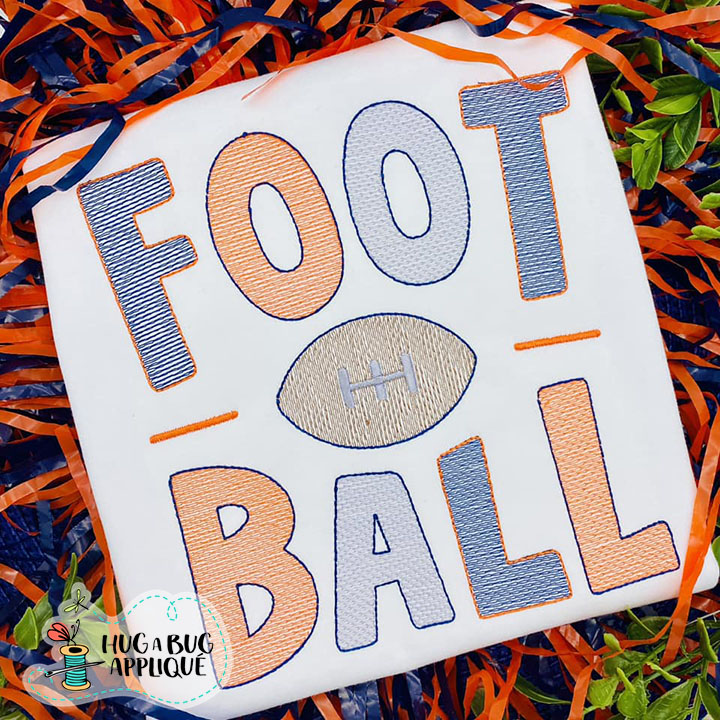 Football Word Art Sketch Stitch Embroidery Design
