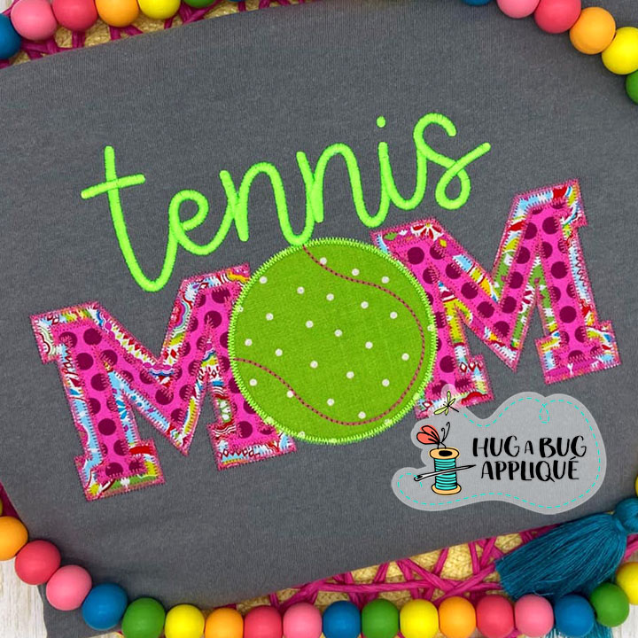 Tennis Mom Zig Zag Stitch Applique Design