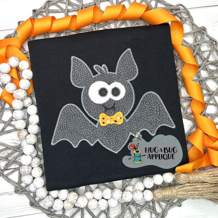 Silly Bat Tie Zig Zag Stitch Applique Design