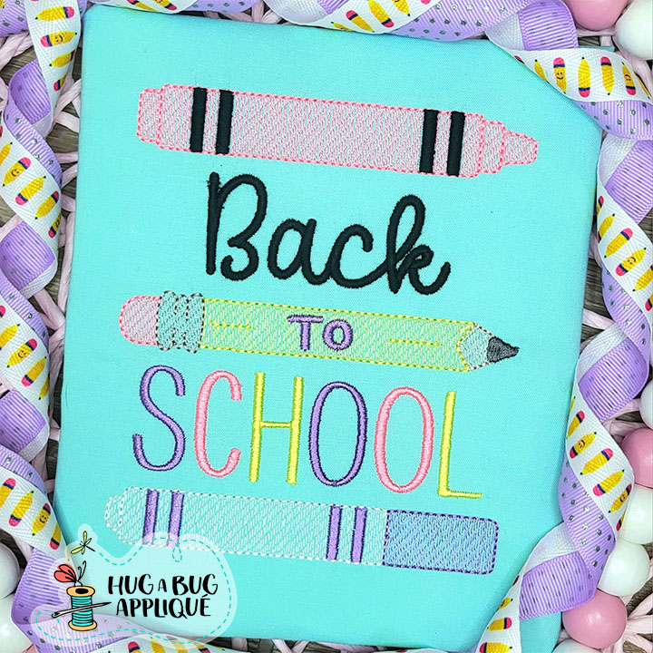 Back To School Sketch Stitch Embroidery Design