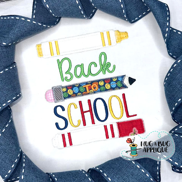 Back To School Zig Zag Stitch Applique Design