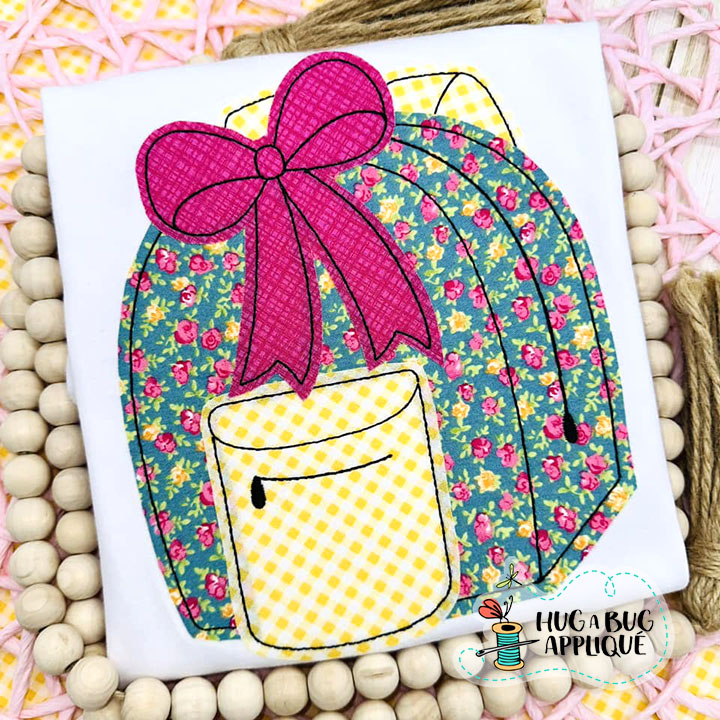 Backpack Bow Bean Stitch Applique Design