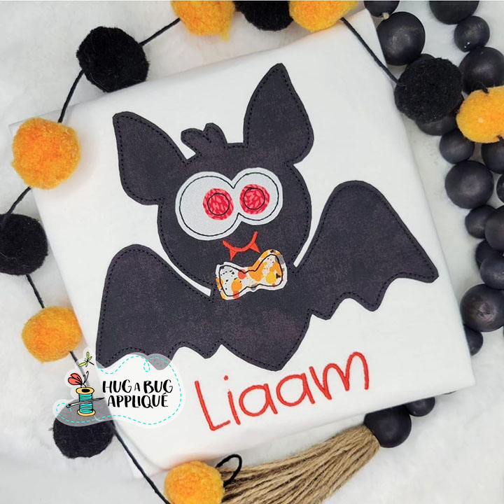 Silly Bat Tie Bean Stitch Applique Design