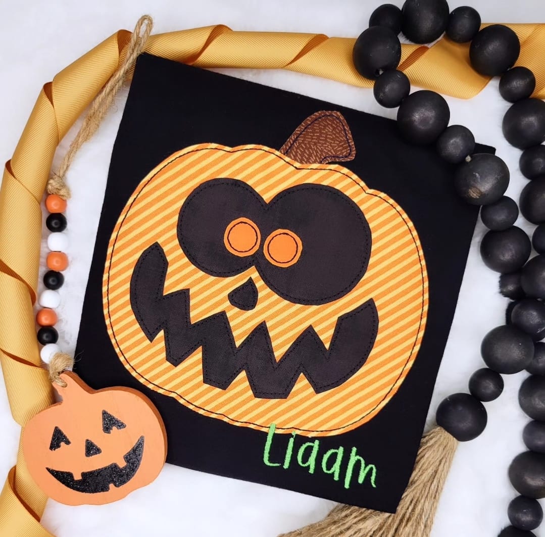 Silly Jackolantern Bean Stitch Applique Design