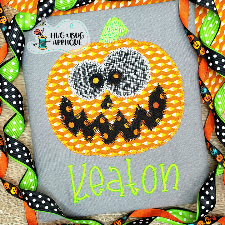 Silly Jackolantern Zig Zag Stitch Applique Design