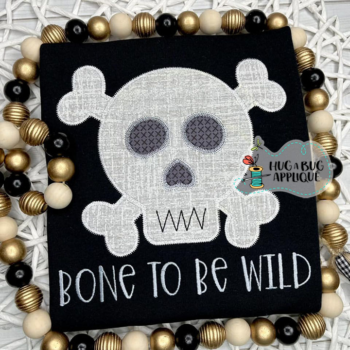 Skull Bones Zig Zag Stitch Applique Design