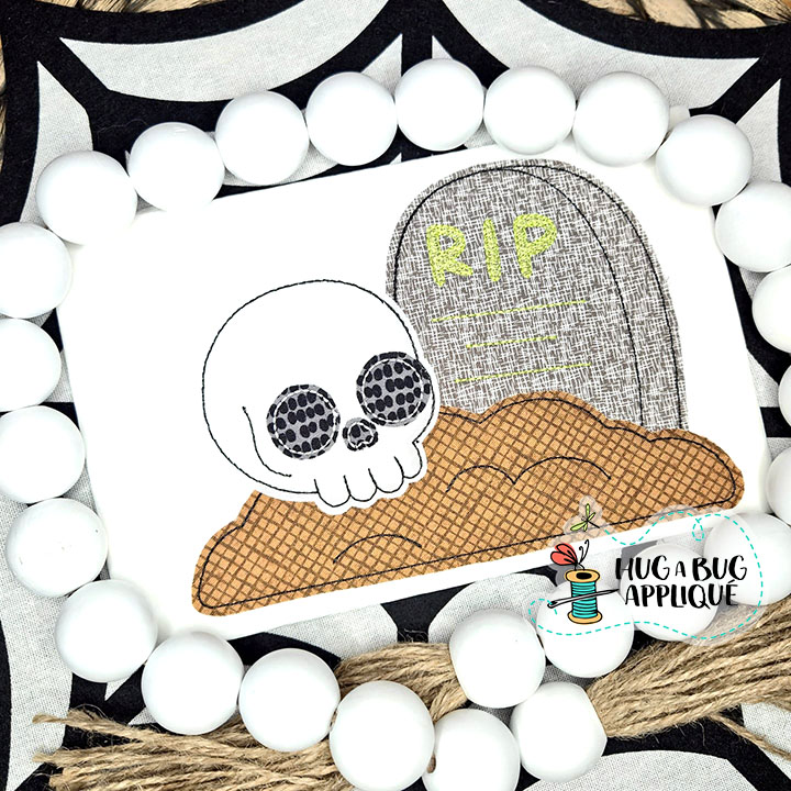 Skull Grave Bean Stitch Applique Design