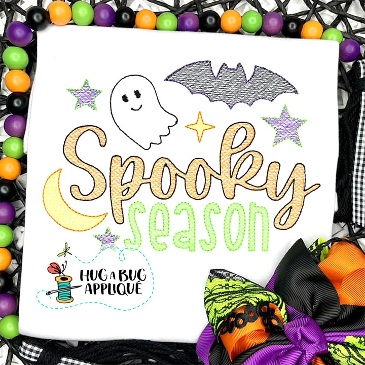 Spooky Season Sketch Stitch Embroidery Design