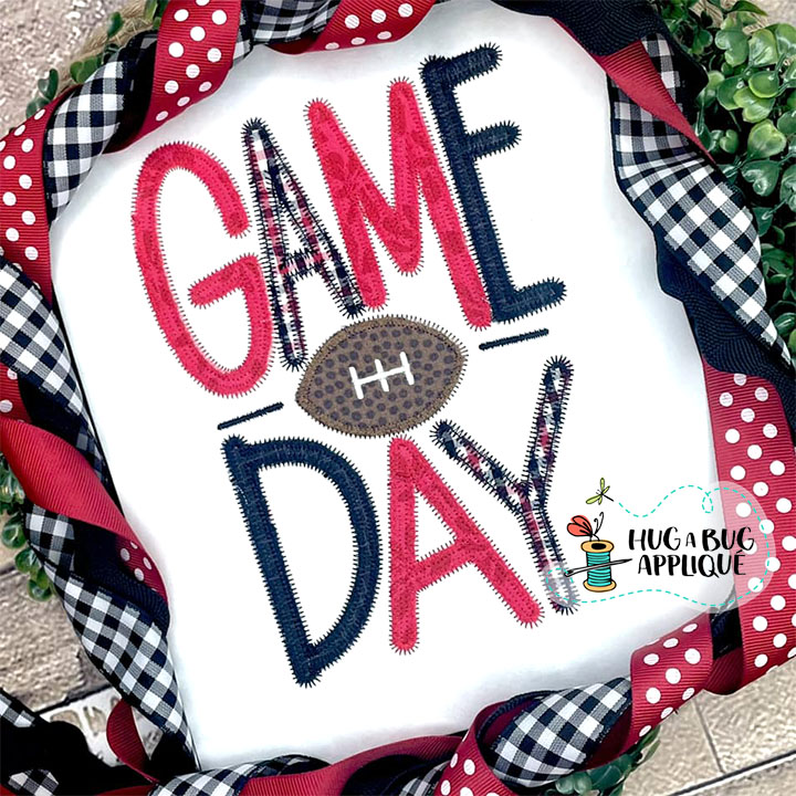 Football Game Day Zig Zag Stitch Applique Design