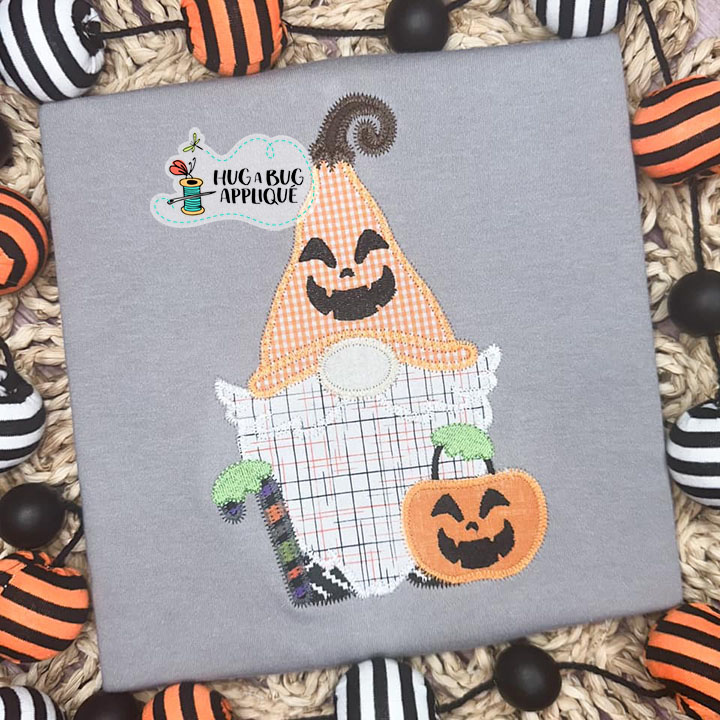 Jackolantern Gnome Zig Zag Stitch Applique Design