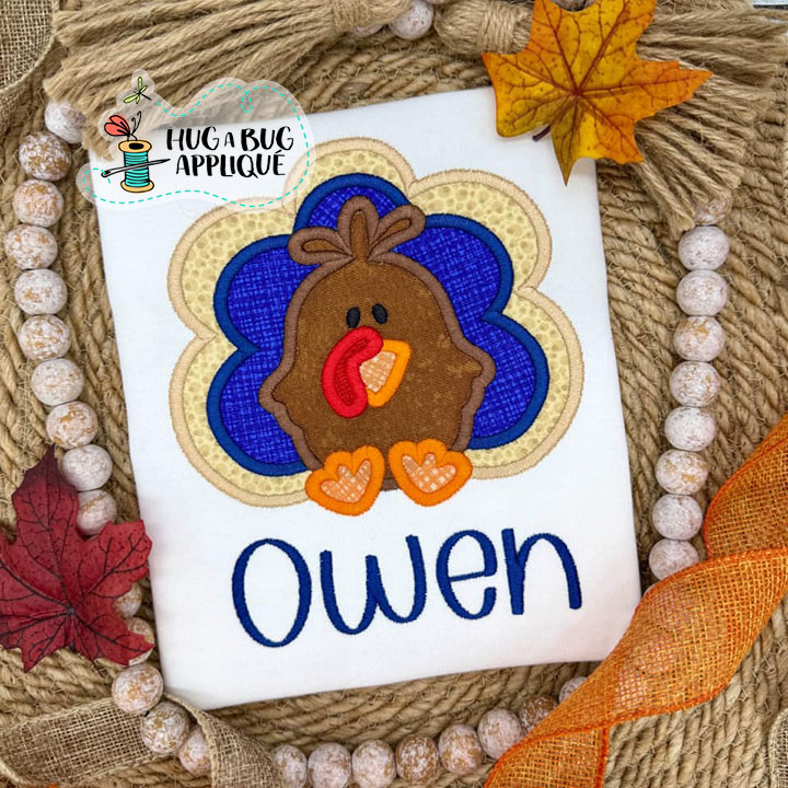 Sitting Turkey Satin Stitch Applique Design