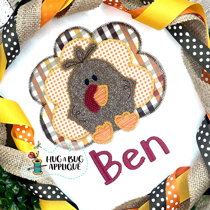 Sitting Turkey Zig Zag Stitch Applique Design