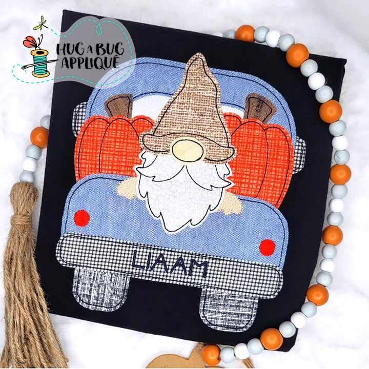 Truck Gnome Pumpkins Bean Stitch Applique Design