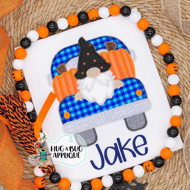 Truck Gnome Pumpkins Zig Zag Stitch Applique Design