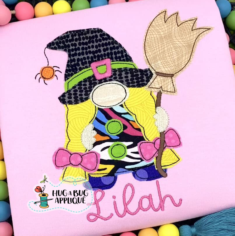 Witch Gnome Bean Stitch Applique Design