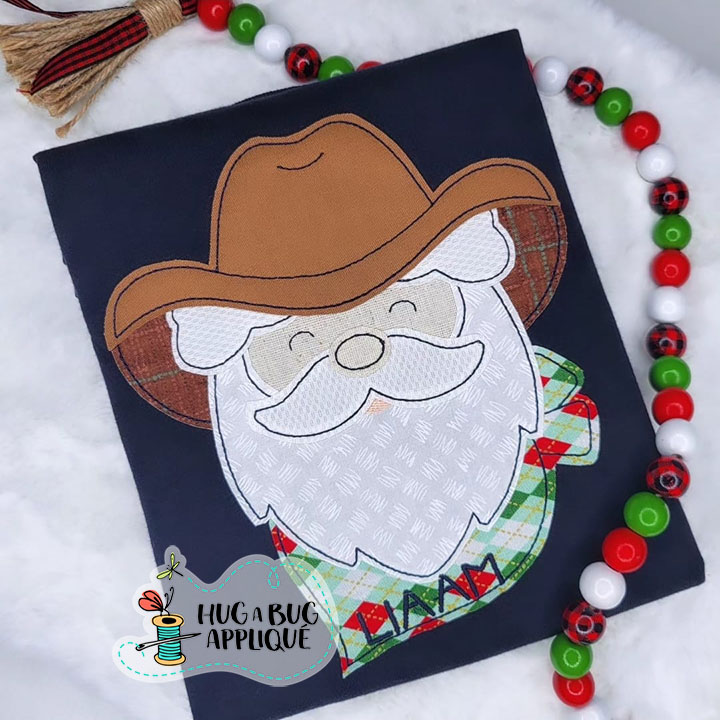 Cowboy Santa Bean Stitch Applique Design