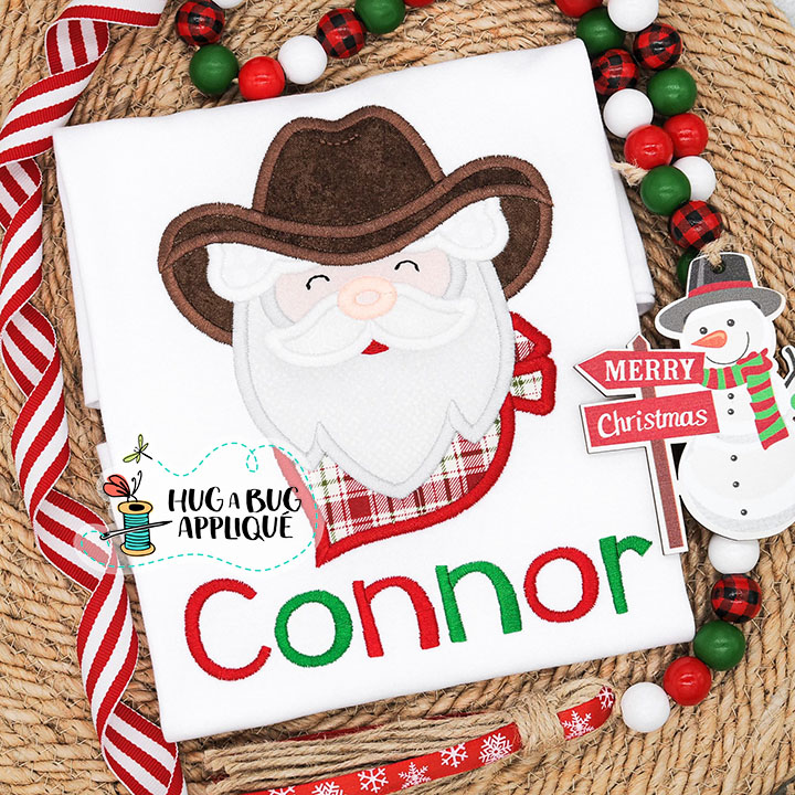 Cowboy Santa Satin Stitch Applique Design