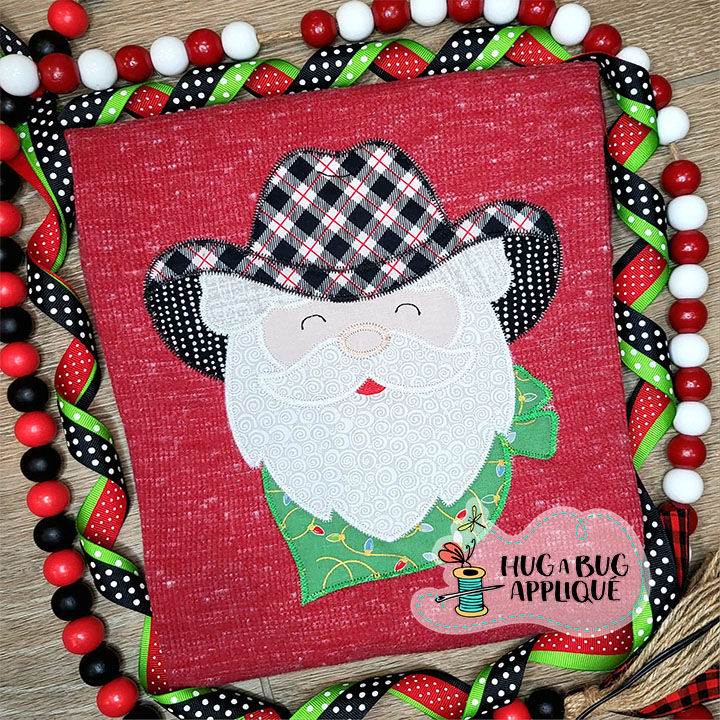 Cowboy Santa Zig Zag Stitch Applique Design