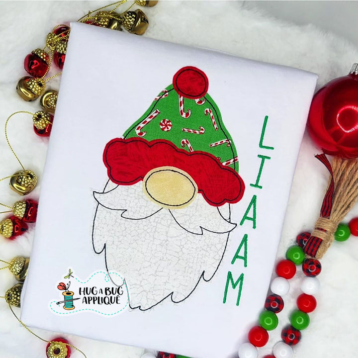 Santa Gnome Bean Stitch Applique Design