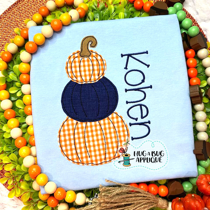 Simple Pumpkin Stack Bean Stitch Applique Design