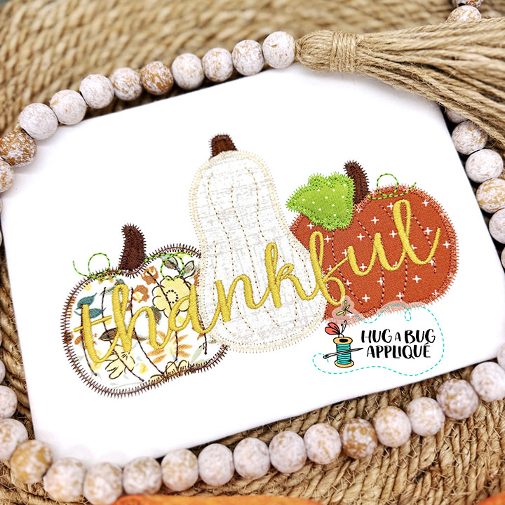 Thankful Pumpkins Zig Zag Stitch Applique Design