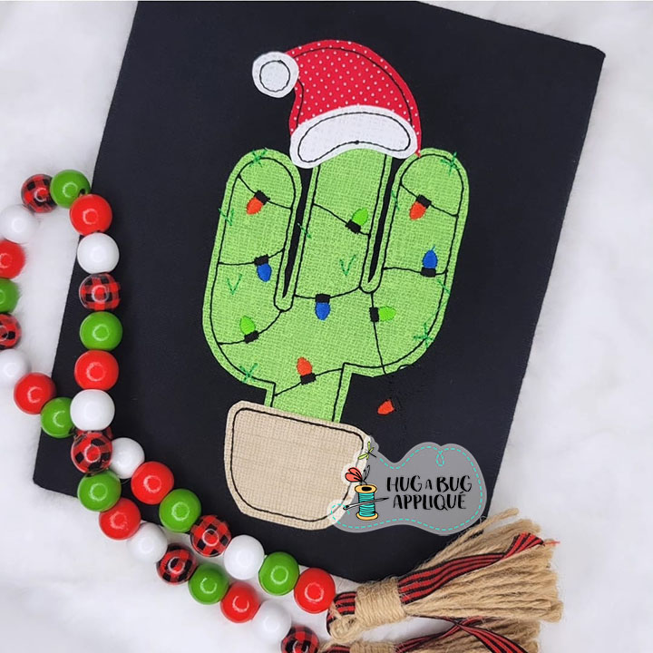 Christmas Cactus Bean Stitch Applique Design