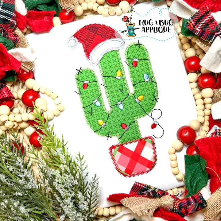 Christmas Cactus Zig Zag Stitch Applique Design