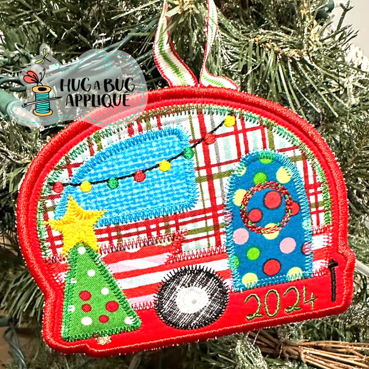 Christmas Camper Ornament In the Hoop Applique Design