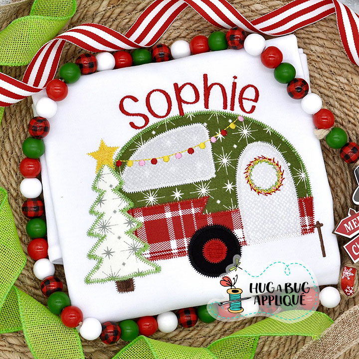 Christmas Camper Zig Zag Stitch Applique Design