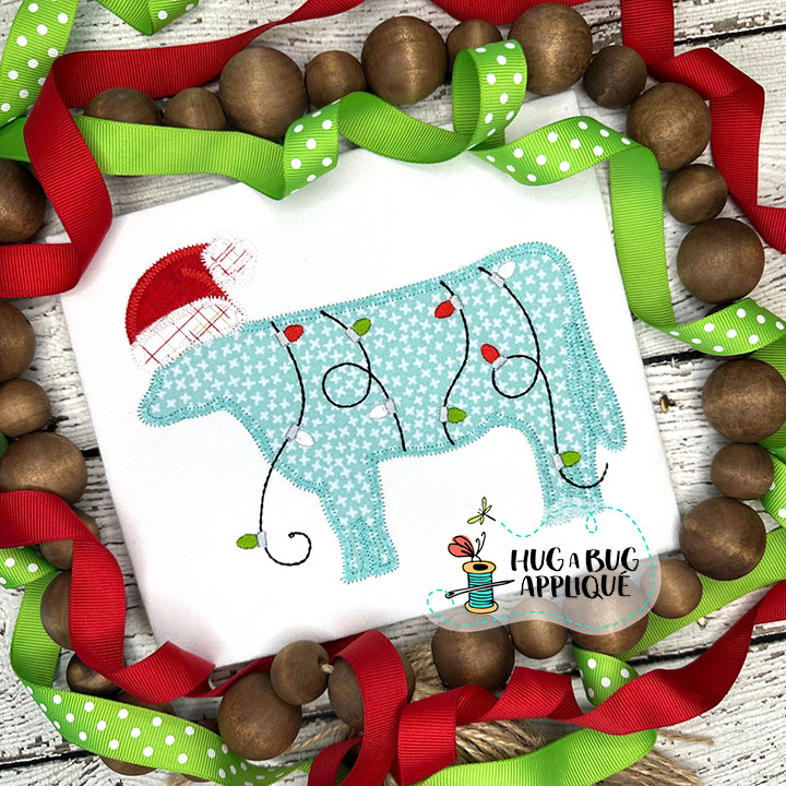 Christmas Cow Zig Zag Stitch Applique Design