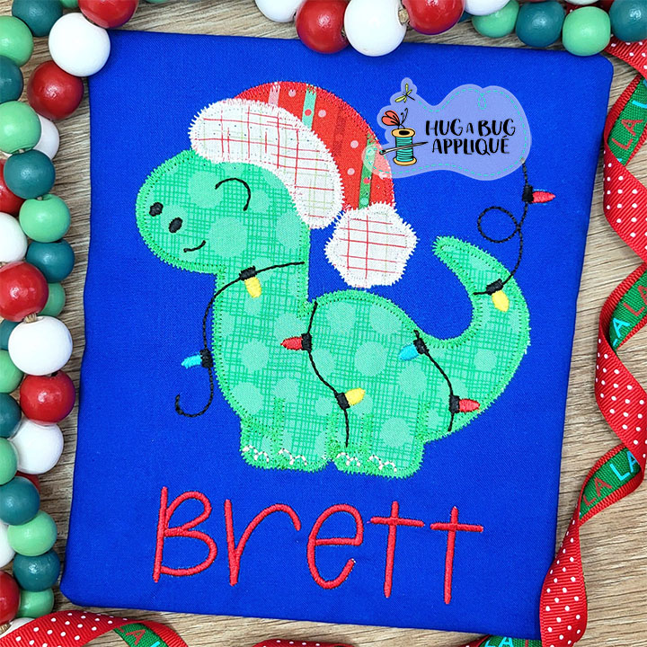 Dino Hat Lights Zig Zag Stitch Applique Design