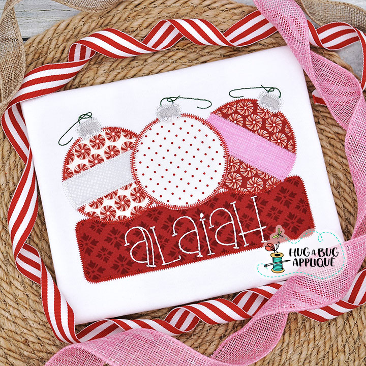 Ornament Trio Box Zig Zag Stitch Applique Design