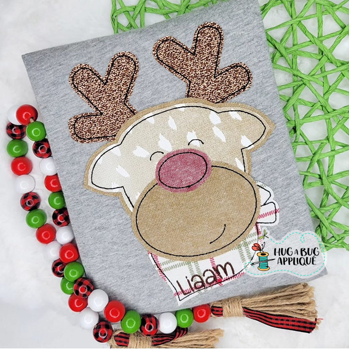 Reindeer Bandana Bean Stitch Applique Design