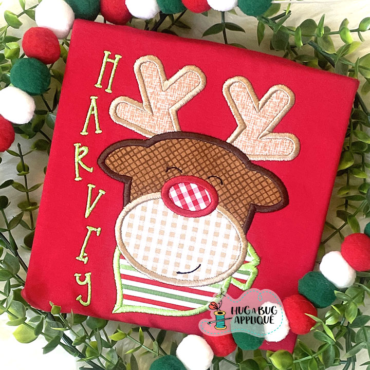 Reindeer Bandana Satin Stitch Applique Design