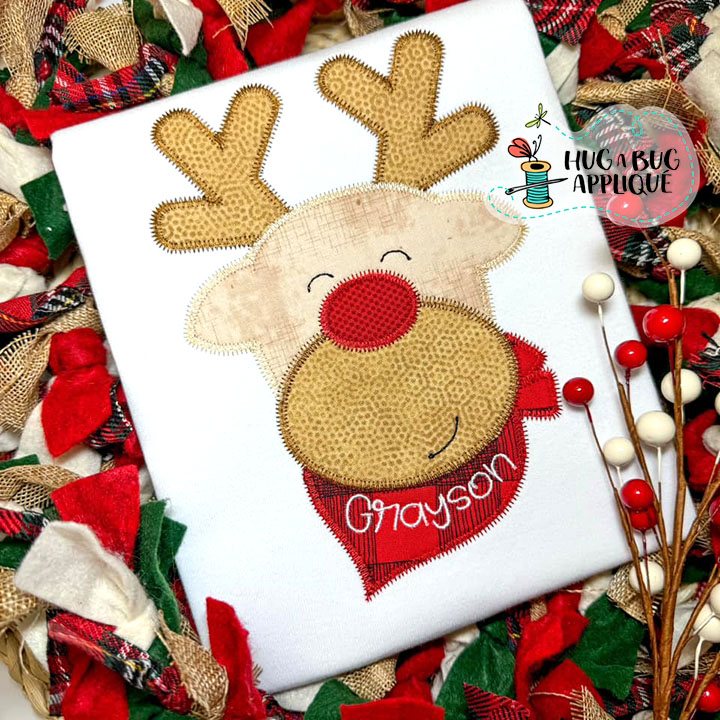 Reindeer Bandana Zig Zag Stitch Applique Design