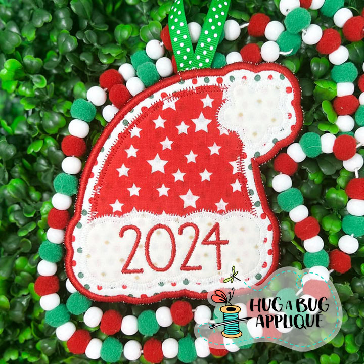 Santa Hat Ornament In the Hoop Applique Design