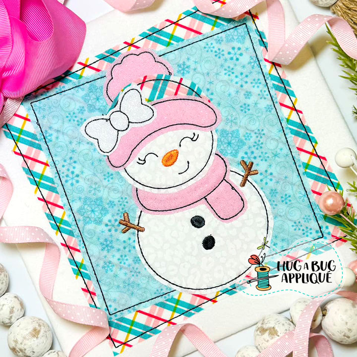 Snowgirl Boxes Bean Stitch Applique Design