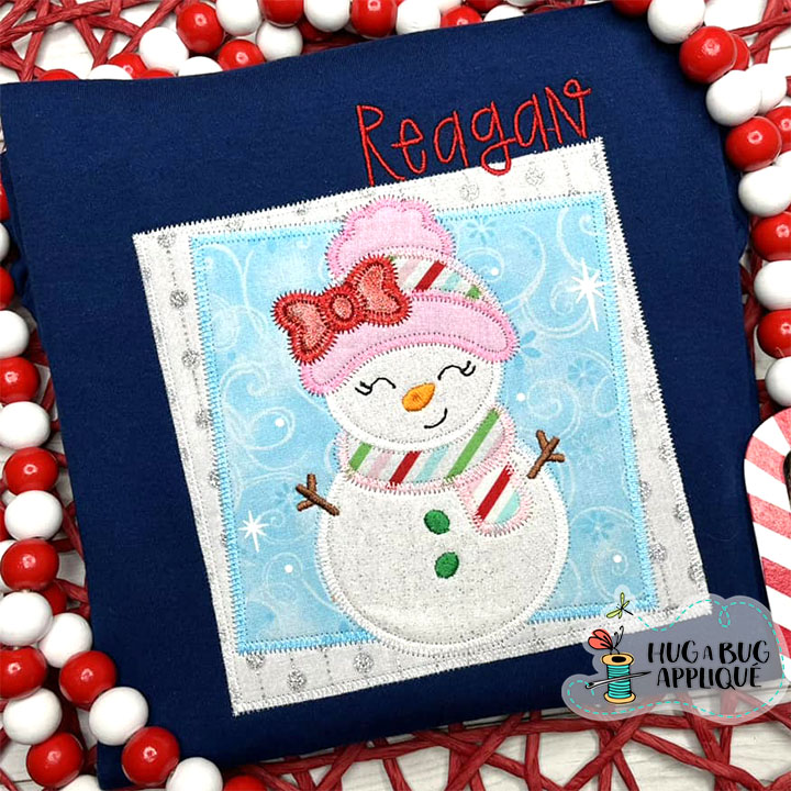 Snowgirl Boxes Zig Zag Stitch Applique Design