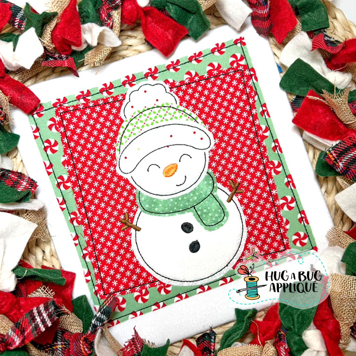 Snowman Boxes Bean Stitch Applique Design