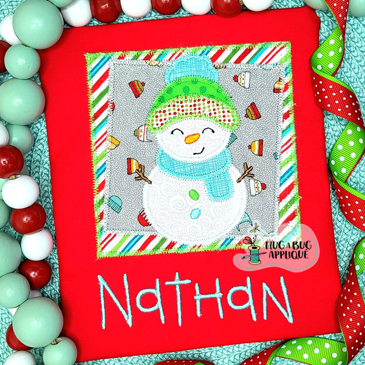 Snowman Boxes Zig Zag Stitch Applique Design