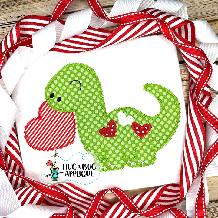 Dino Hearts Zig Zag Stitch Applique Design