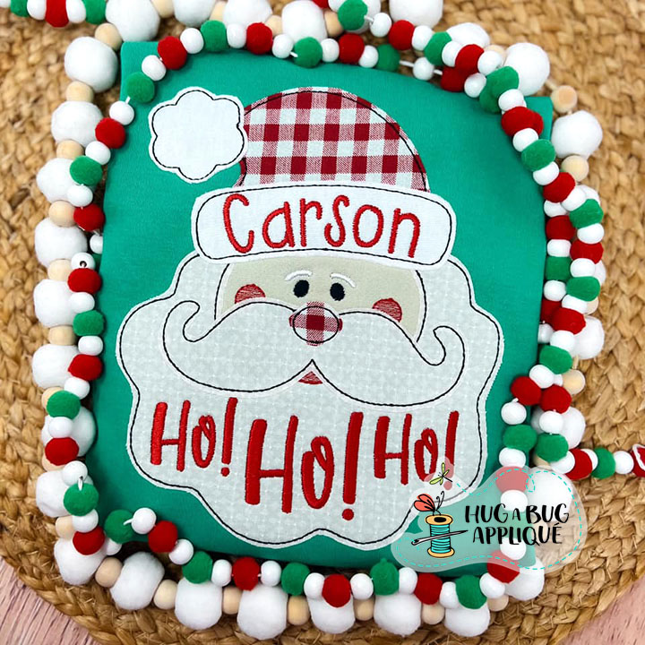 Ho Ho Ho Santa Bean Stitch Applique Design