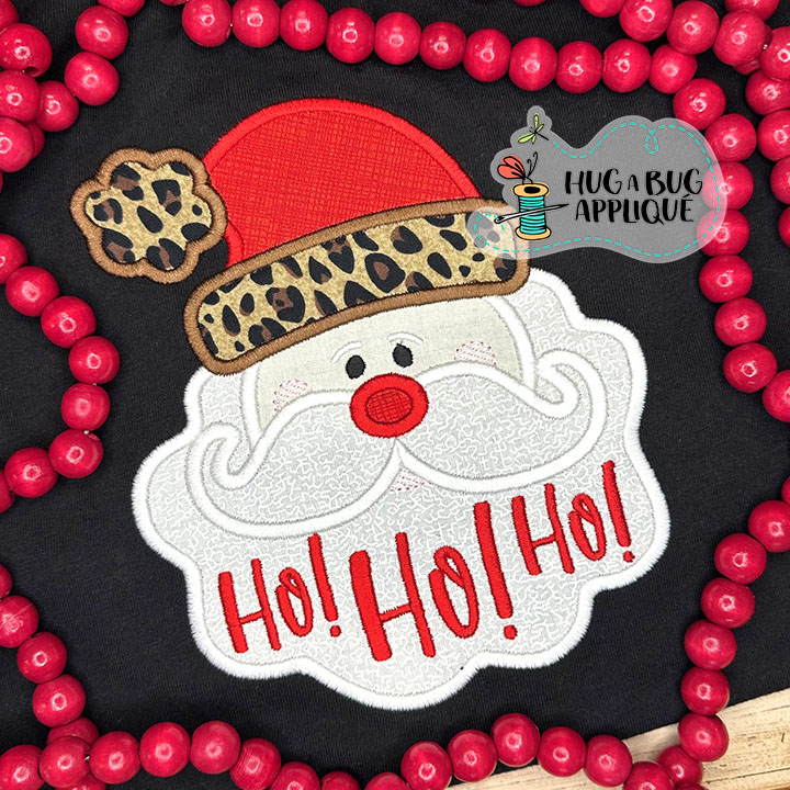 Ho Ho Ho Santa Satin Stitch Applique Design