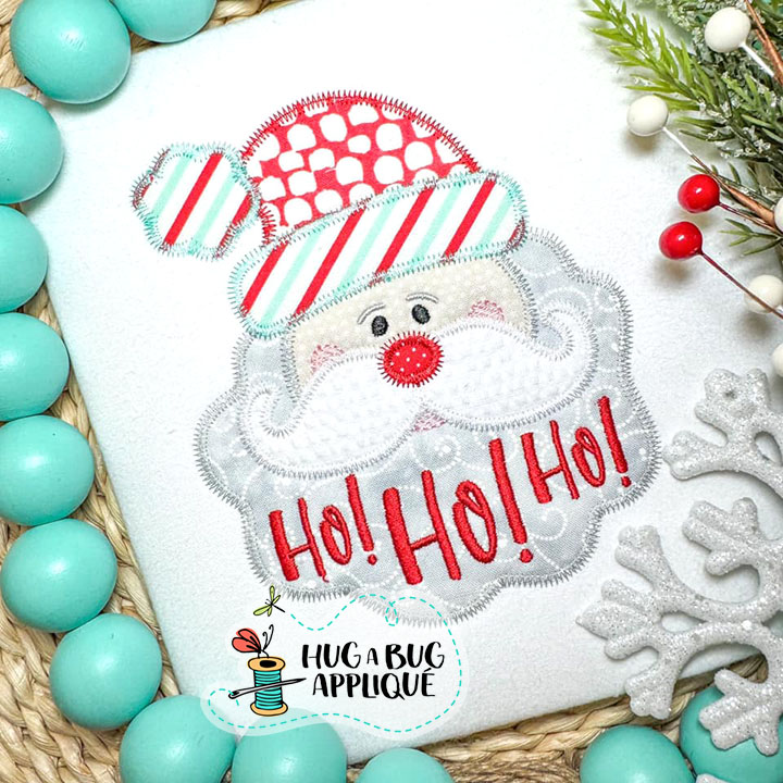 Ho Ho Ho Santa Zig Zag Stitch Applique Design