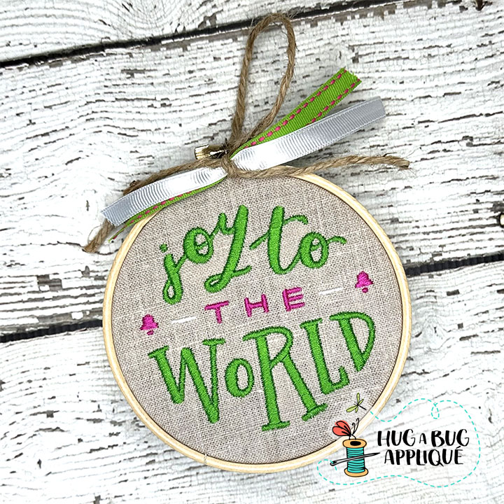 Joy To The World Bean Stitch Ornament In the Hoop Applique Design